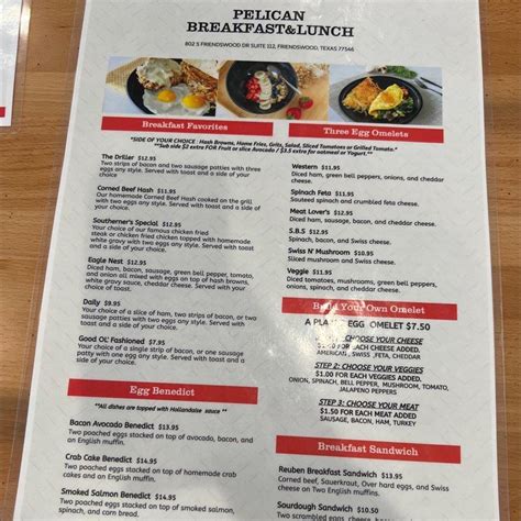 pelican breakfast and lunch menu